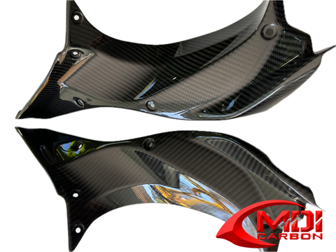 2018-2021 Ninja H2 SX/SE+ Carbon Fiber Upper Inner Side Dash Covers Fairing Cowl