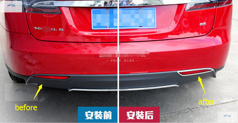Tesla model S Stainless Steel Rear Tail Fog Light Cover Trim 2pcs / set  - MDI CarbonFiber - 1